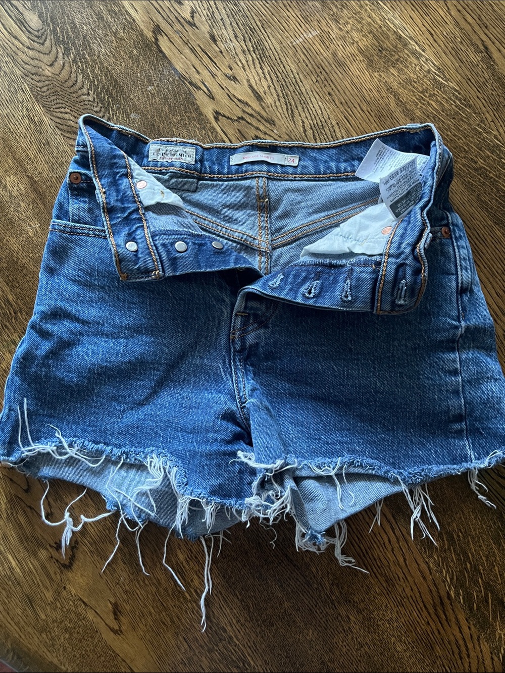 Levi's Women's Button-Fly Distressed Denim Shorts - Blue